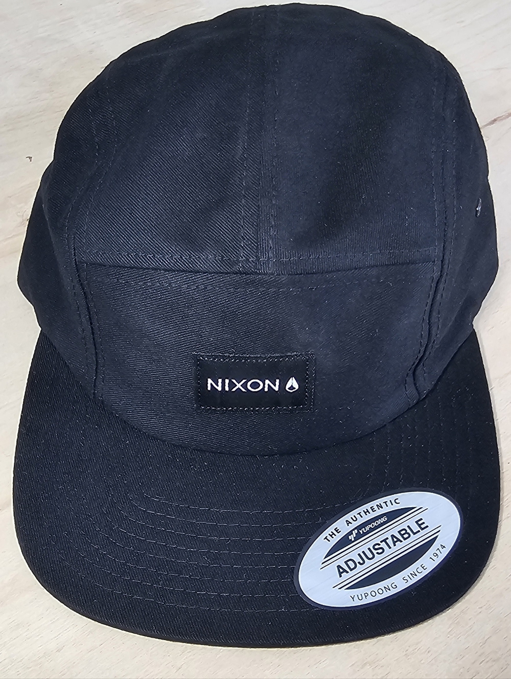 Nixon Black Five-Panel Cap with Logo Patch